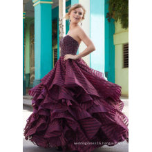Purple Beading Strapless Ballgown Prom Dress (42137)